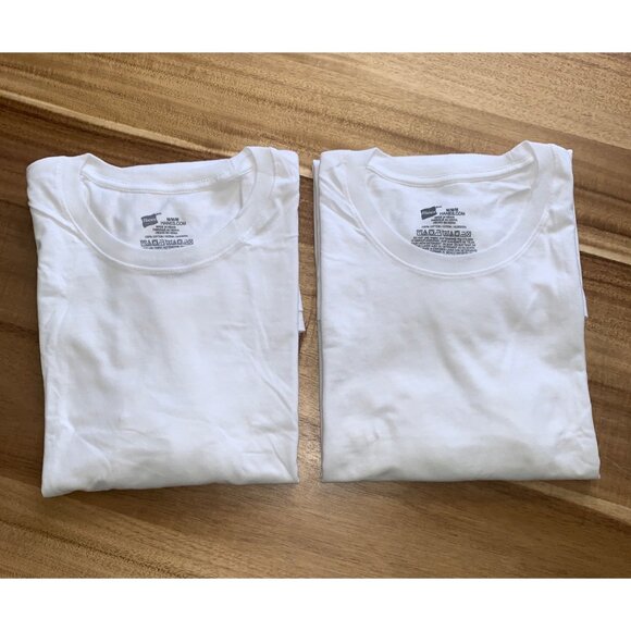 Hanes Mens Pack Of 2 White Cotton Crewneck T-Shirt Size Medium - Picture 2 of 11